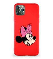 Apple iPhone 11 Pro Max Soft Premier Kapak Minnie Mouse-A Tasarımlı Silikon Kılıf - Kırmızı (Şeffaf)