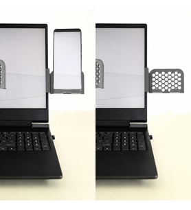 3D Baskı Monitor Telefon Tutucu - Petek Desenli Laptop Kenar Telefon Tutucu-Gri