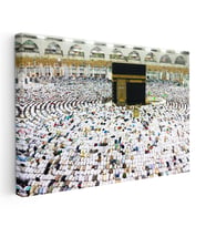 Kanvas Tablo Kabe Tavaf Dairesel İnsan Seli Dini İslami Tablo Ev Ofis Duvar Dekoru