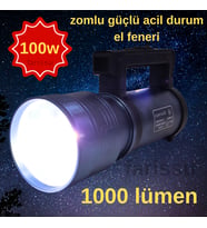 RT-829 100W 1000 Lümen Güçlü LED Acil Durum ve El Feneri – Şarjlı, Full Metal Gövde, Zoom Özellikli