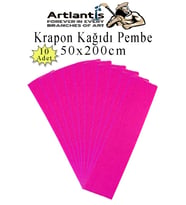 Renkli Krapon Kağıdı 50x200 cm 10 Adet Renkli Grapon Kağıdı Okul Sınıf Etkinlik Kreş Okul Öncesi Kırapon Grafon (Pembe)