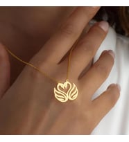 Kalp Kuğu Kolye 925K Gümüş (Gold)