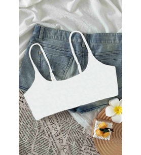 Angelsin Ayarlanabilir Askılı Şık Tasarım Bikini Üstü (Beyaz)