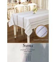 Sahra Kapiçino 160x260 cm Polyester Ajurlu Keten Masa Örtüsü Dantelli Modern Tasarım