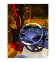 Dikişli Deri Direksiyon Kılıfı Damarlı Siyah/bej Deri Scania Tır Kamyon Hızlı Kargo