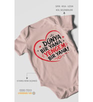 Dünya bir yana yengem bir yana Kısa Kollu Bebek Body %100 Pamuk