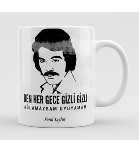 Ferdi Tayfur Şarkı Sözlü Tasarımlı Yaz Dostum Hediyelik Kupa Bardak