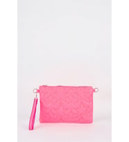 Kadın Fuşya Yıldız Nakışlı Suni Deri Bilek Ve Zincir Askılı Portföy El Ve Clutch Çanta