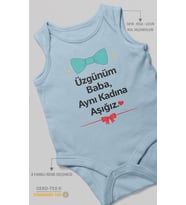 Üzgünüm baba aynı kadına aşığız Sıfır Kollu Bebek Zıbını %100 Pamuk