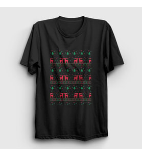 Presmono Unisex Siyah Deers Geyikler V2 Yılbaşı T-Shirt 269378tt
