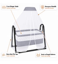 Chubby Baby Cibinlikli Sallanır Tüllü Sepet Beşik Sünger Yataklı