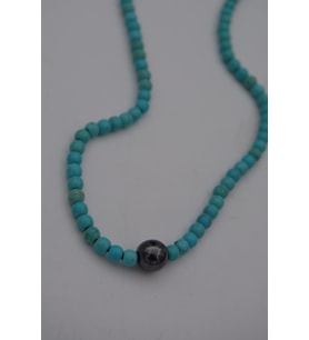 STONEAGE JEWELLERY Hematit ve Turkuaz Taşlı Metalsiz Kolye (Altın / Dore)