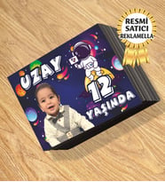 Uzay Temalı Kişiye Özel Resimli Doğum Günü Magneti  8x6 Cm 10 Adet (Karışık)