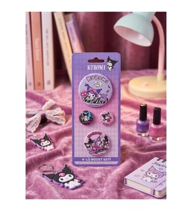 Kuromi & Hello Kitty Lisanslı 4'lü Rozet Set