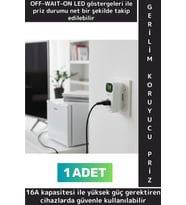 Premium Ev Ofis Montaj Gerektirmeyen Tak Çalıştır Akıllı Gecikme Sistemli Gerilim Koruyucu Priz