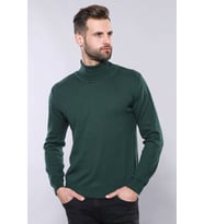 Balıkçı Yaka Yeşil Erkek Triko - Wessi