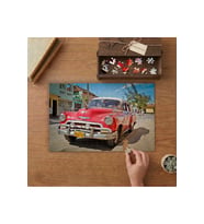 Küba'da Kırmızı Klasik Araba Tasarımı 240 parça Ahşap Puzzle Ahşap Kutuda MP11255