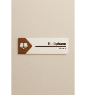 Lucena Kütüphane Ofis Oda Kapı İsimliği Yönlendirme Tabelası Levhası Kişiselleştirilebilir