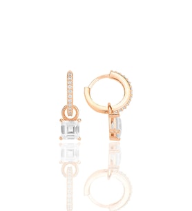 Gümüş rose baget kesim zirkon taşlı halka küpe SGTL12250ROSE