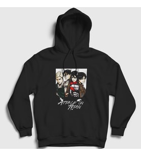 Presmono Unisex Siyah Team Anime Attack On Titan Kapüşonlu Sweatshirt 125197tt