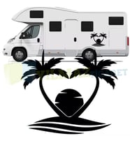 Palmiye Ağaç Güneş Karavan Oto Sticker Araba Yapıştırma 1 Adet 60 X 50 Cm