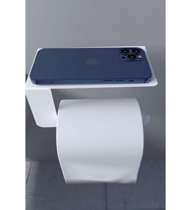 Metal Beyaz Telefon Raflı Tuvalet Kağıtlık, Wc Kağıtlık MT44B