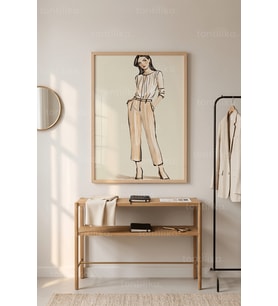 Minimalist Moda Eskizi 1. Kalite Ahşap Çerçeveli Tablo