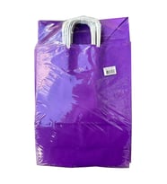 Büküm Saplı Kraft Kağıt Çanta Karton Hediyelik Poşet Torba - Mor - 18x24 Cm. - 25 Adetlik Paket