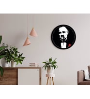 BK Home Godfather Baba Tasarımlı 45cm Ahşap Duvar Saati-20 (Beyaz)