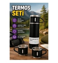 Paslanmaz Çelik Termos Seti 500 ml Kaymaz Tabanlı Çift Katmanlı Hediye Kutulu