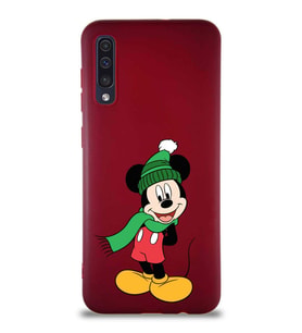 Samsung Galaxy A30S Soft Premier Kapak Mickey Mouse-G Tasarımlı Silikon Kılıf - Mürdüm (Şeffaf)