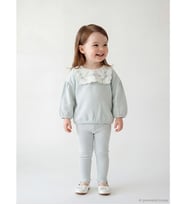 LCW baby Gri Bisiklet Yaka Kız Bebek Sweatshirt Ve Tayt