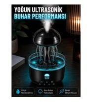Mey İthalat® Ultrasonik Denizanası Hava Nemlendirici Sessiz Çalışan RGB Ortam Işıklı Aromaterapi Dif