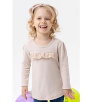 Breeze Kız Çocuk Uzun Kollu Tişört Güpürlü 1-4 Yaş, Bej