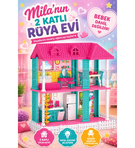 Mila'nın 2 Katlı Rüya Evi - Ev Oyuncak - Milanın Rüya Ev Seti - Barbie Ev Seti - Rüya Evi - Oyun Evi