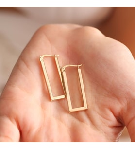 Altın Halka Küpe Rectangle