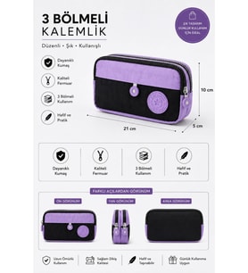 3 Bölmeli Krinkıl Kumaş Kalemlik – Relaxi MOR Renkli ve Şık Tasarım