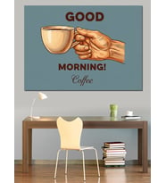 "Good Morning Coffee" Yazılı Retro Afiş Dekoratif Kanvas - Mdf Ahşap Tablo