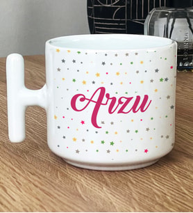 Kişiye Özel İsim Baskılı Hediye T Kupa Bardak Doğum Günü Hediyesi (Beyaz)