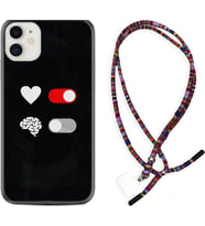 Apple iPhone 11 12 13 Mini Kılıf Boyun Asklı Rasta Silikon Love Brain 1722