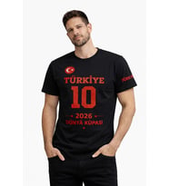 Erkek TÜRKİYE Baskılı Tişört 2026 Dünya Kupası Taraftar Forma T-Shirt - Siyah