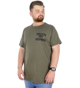 Mode XL Büyük Beden T-Shirt Bisiklet Yaka Delete 22169 Haki