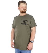 Mode XL Büyük Beden T-Shirt Bisiklet Yaka Delete 22169 Haki