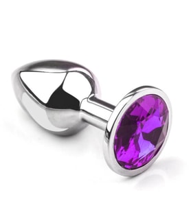 Metal Elmas Taşlı Plug Mor En Küçük Boy