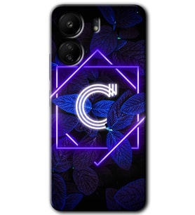 Xiaomi Redmi 13C Kılıf HD Desen Baskılı Kılıf - Dark Neon Yaprak C Harfi