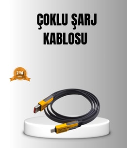 65W 4’ü 1 Arada Örgülü Hızlı Şarj Kablosu USB-C USB-A Çoklu Şarj Dayanıklı