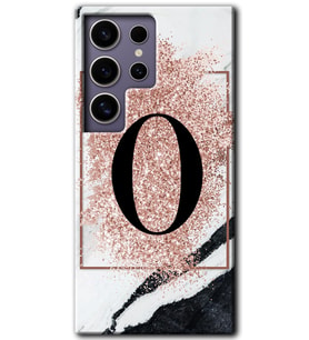 Galaxy S24 Ultra Kılıf HD Desen Baskılı Kılıf - Pembe Mermer Desenli O Harfi