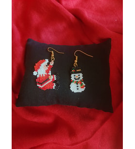 Miyuki Boncuk El Yapımı Noel Baba Ve Kardan Adam Küpe Yılbaşı Christmas Noel