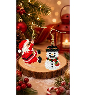 Miyuki Boncuk El Yapımı Noel Baba Ve Kardan Adam Küpe Yılbaşı Christmas Noel