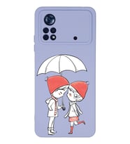 Xiaomi Poco X4 Pro Uyumlu Lansman Kılıf Aşk Tasarımlı İçi Kadife Kapak-Lila (Şeffaf)